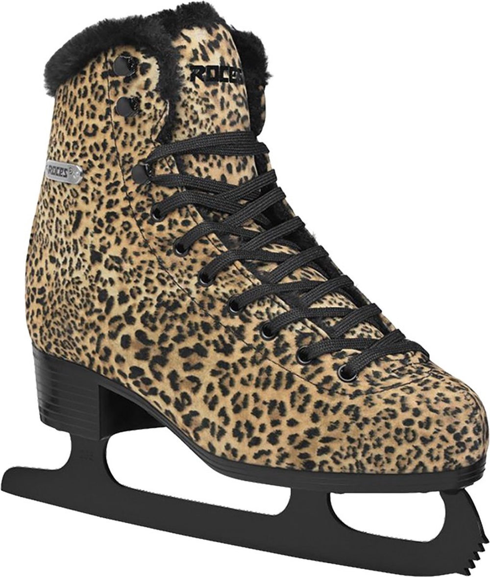 Roces – leopard – kunstschaatsen – schaatsen dames – bruin – warme fleece voering klassieke stabiliteit – maat eu 40