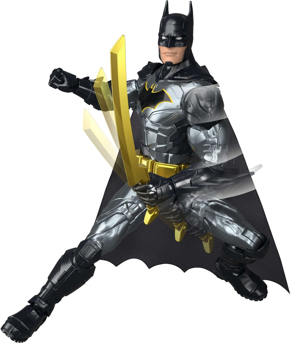Mattel dc misdaad crusher batman actiefiguur van 30 cm - meer dan 25 zinnen en geluiden - 16 beweegbare punten - 4 wapens
