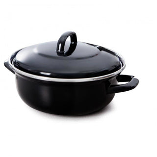 Bk fortalit emaille braadpan 36cm 7.5l – inductie braadpan – geëmailleerd staal – ovenbestendig tot 230 graden – geen antiaanbaklaag – met deksel – zwart blauw