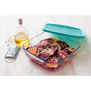 Pyrex cook en store 1l vierkant 20 x 17 cm met deksel | 2 stuks