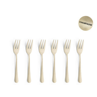 Amefa austin champagne - 6 taartvorkjes- pvd mat