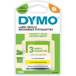 Labeltape voor de letratag dymo s0721800 4mx12mm geel wit zilver