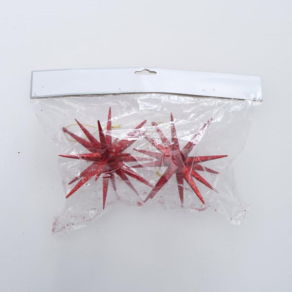 Boltze home kersthanger tove ster met glitter 2 stuks rood dia 15cm