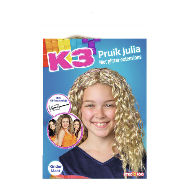 K3 dress-up accessory - Julia wig - with glitter extensions and pin