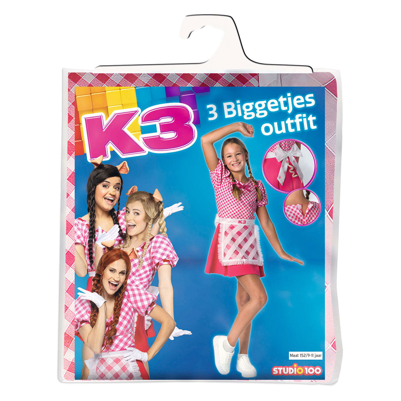 K3 verkleedjurk - 3 biggetjes - 9-11 jaar - verkleedkleding