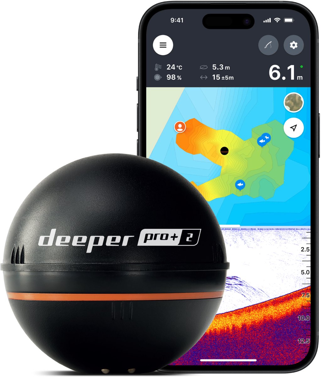 Deeper pro+ 2 gps fish finder – draadloze sonar voor kant en boot