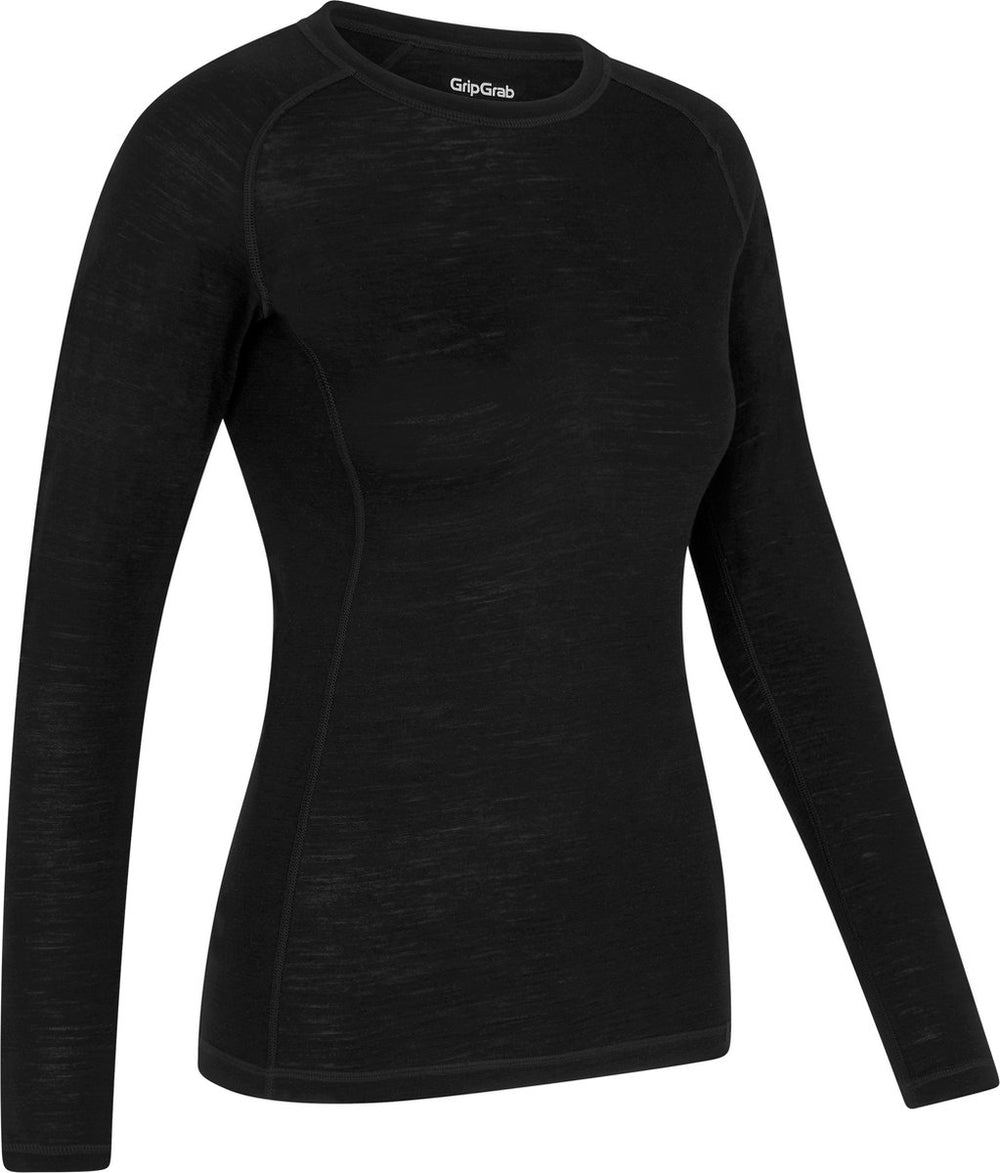 Gripgrab - merino blend thermal lange mouw herfst winter fiets ondershirt voor dames thermoshirt met merinowol - zwart - vrouwen - maat xs