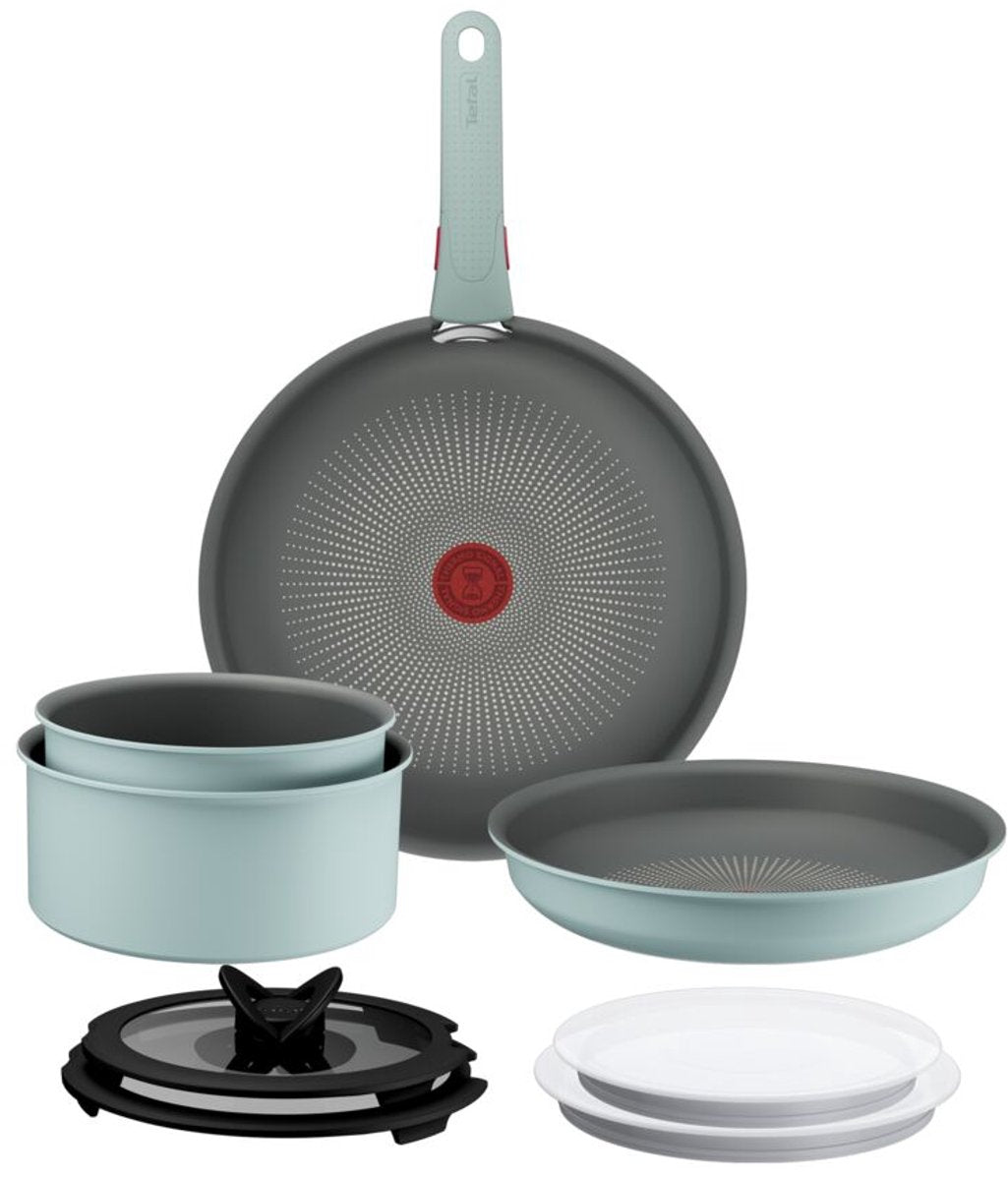 Tefal ingenio halo ecalyptus - pannenset - 9-delig - inclusief deksel - handgreep
