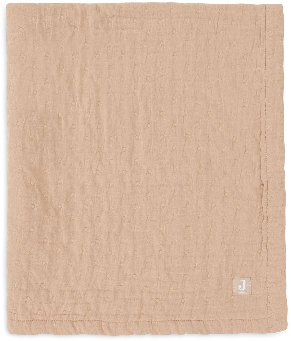 Jollein baby deken wieg jersey 75x100cm - jacquard biscuit - gots