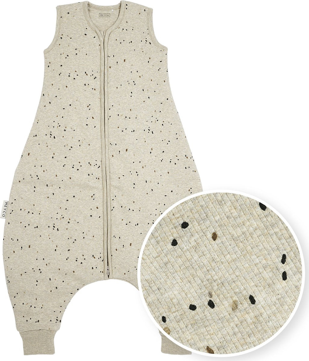 Meyco baby rib mini spot baby winter slaapoverall jumper - sand melange - 80cm - 2.0 tog