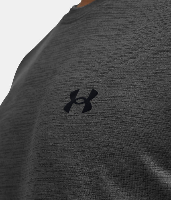Under armour ua tech vent ss-gry heren sportshirt - castlerock - zwart m