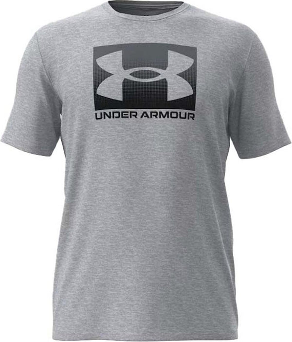 Under armour ua m boxed sports updated ss-gry heren sportshirt - mod grijs light heather - zwart xxl