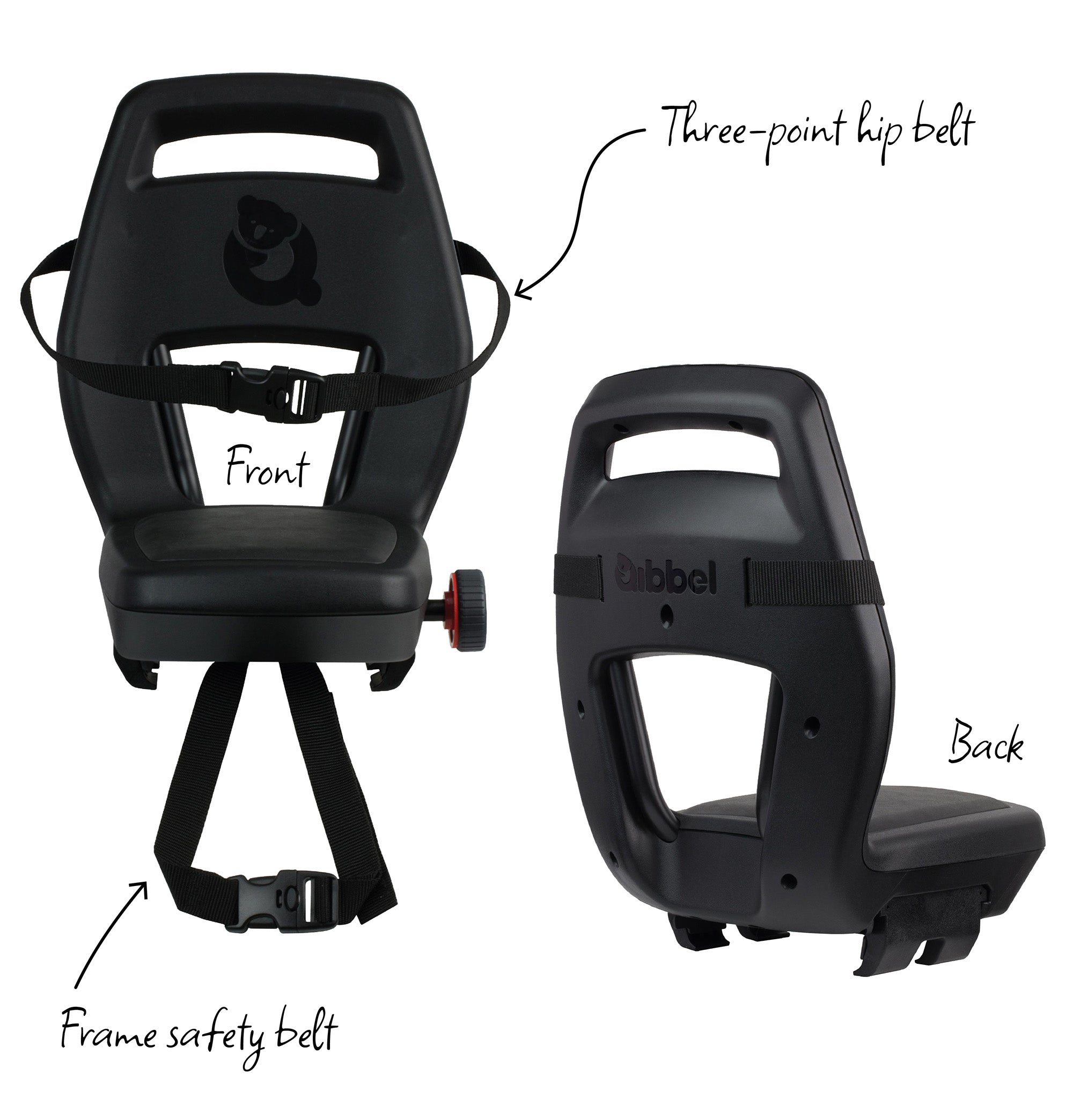 Qibbel achterzitje junior zwart zonder voetsteunen q380