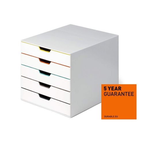 Durable ladekastje varicolor mix 5 a4 wit