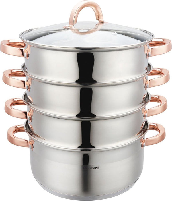 Klausberg 7736 - stoompan - 5 delig - 24 cm - 5 liter - rvs - alle warmtebronnen