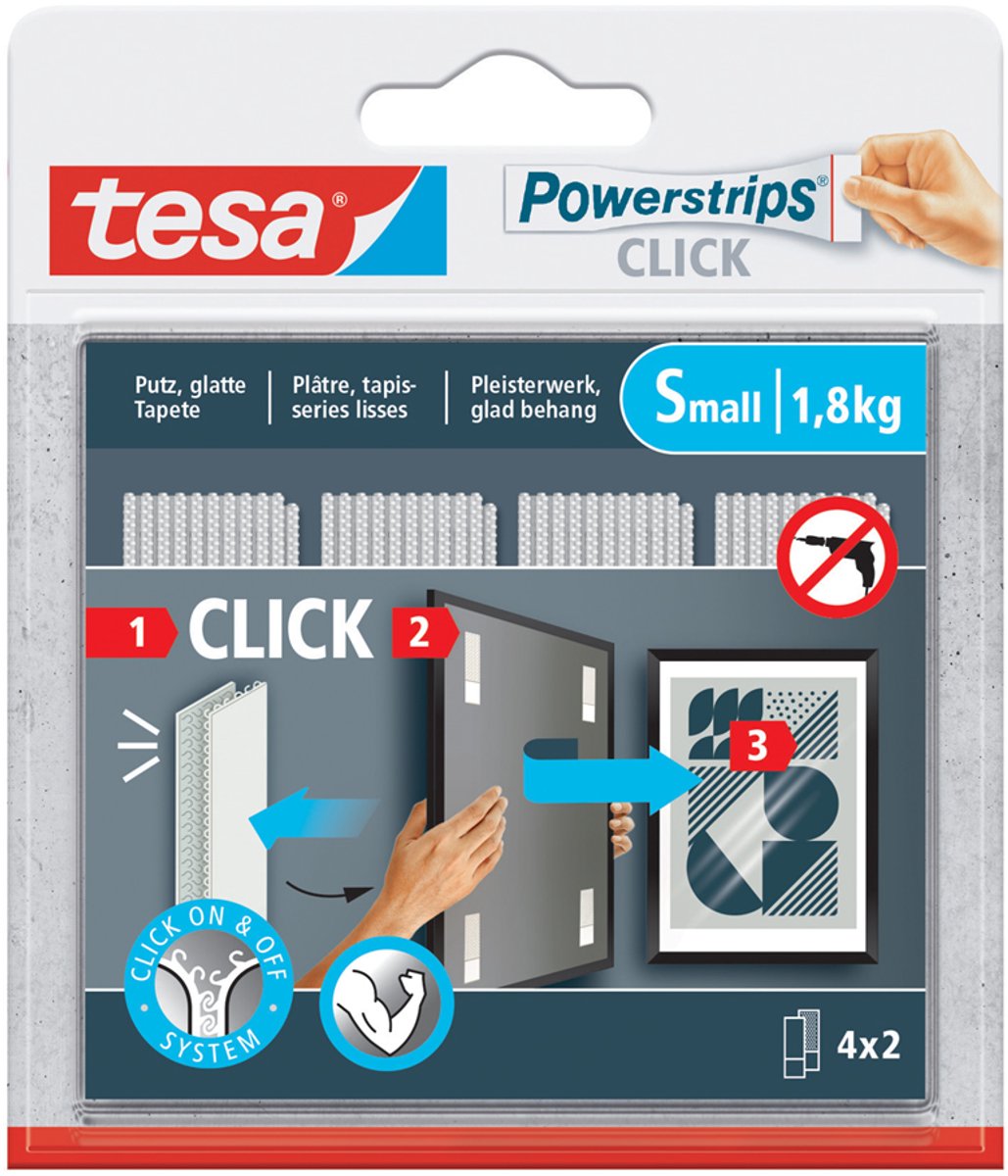 Tesa powerstrips click klittenband strips medium, wit