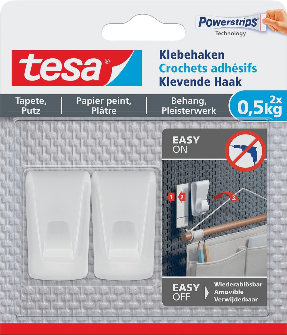Tesa® klevende haak voor behang en pleisterwerk 0,5 kg
