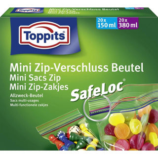 Toppits mini zip-zakjes safeloc 150 ml 380 ml 40 stuks | 2 stuks