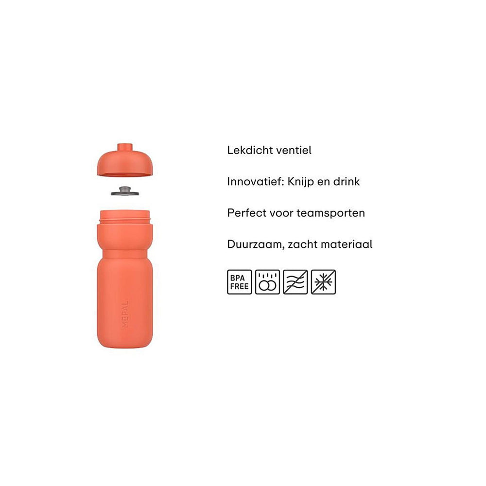 Mepal bidon squeeze sport 600ml - peach orange
