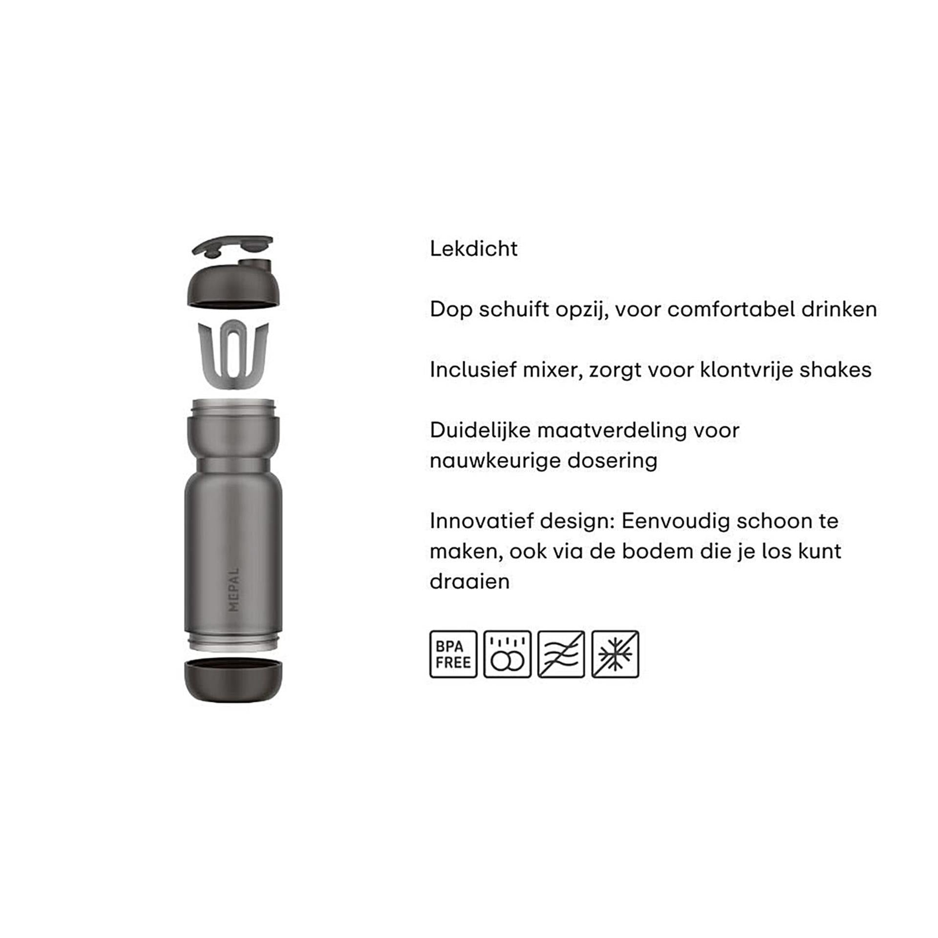 Mepal shakebeker sport 800ml - graphite black