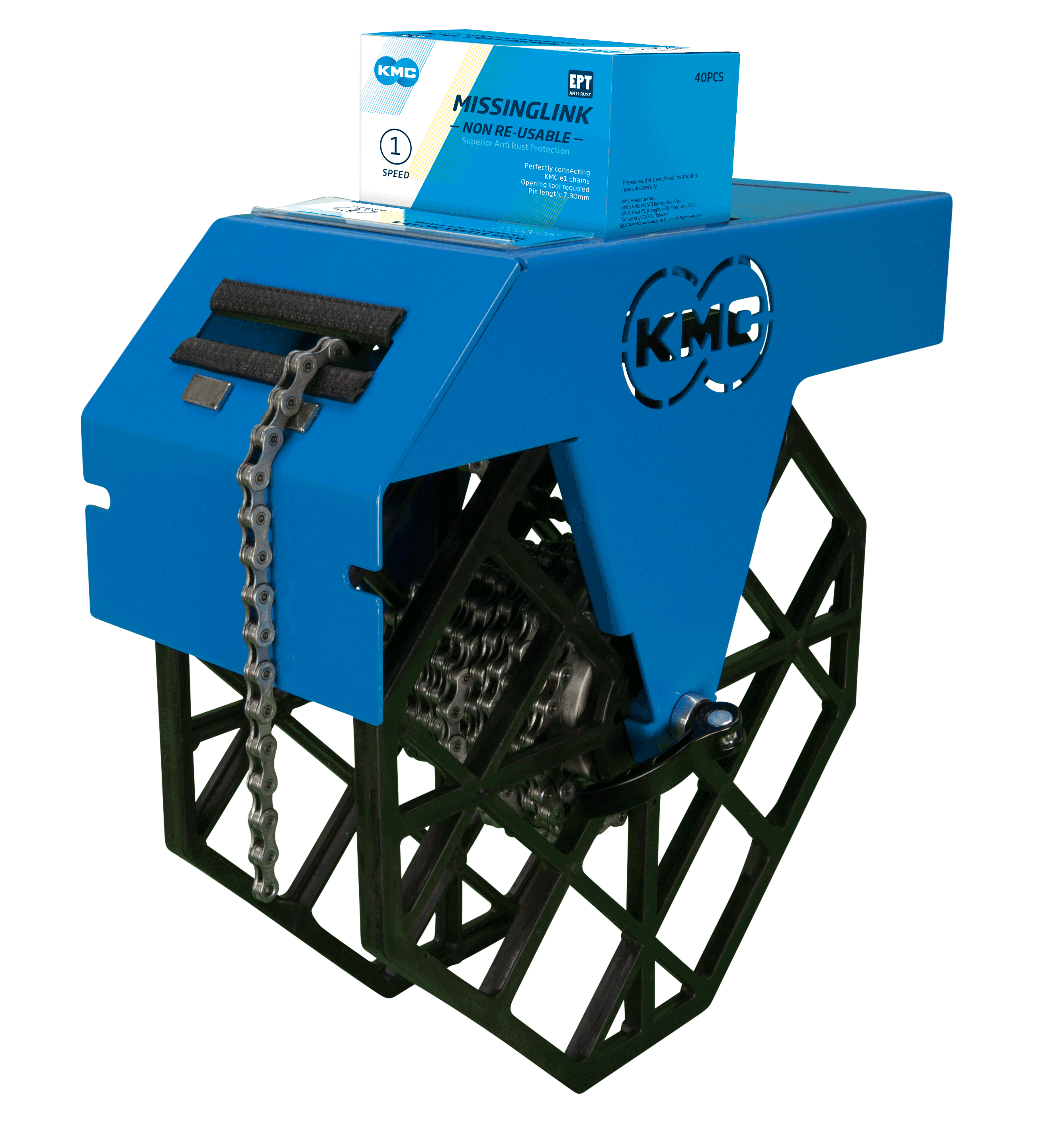 KMC Fietskettingrolhouder - Blauw - 1 haspel - Werkplaats