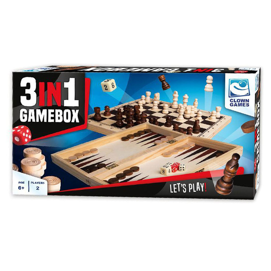 Clown games 3in1 spellendoos hout