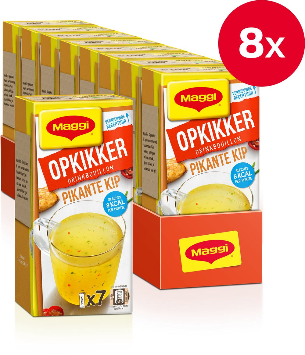 Maggi opkikker drinkbouillon pikante kip - 8 doosjes x 7 zakjes - voordeelverpakking