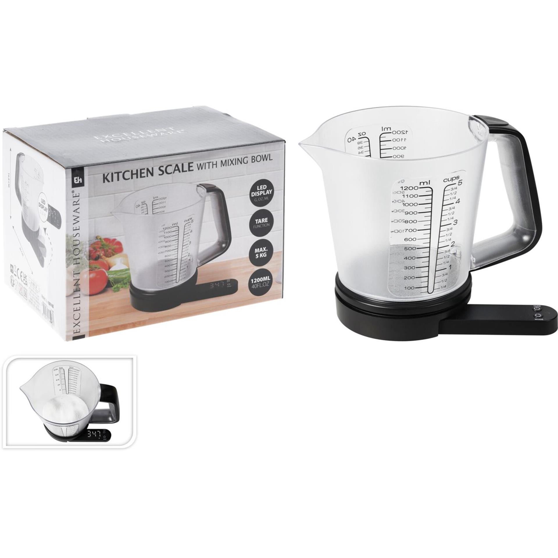 Excellent houseware keukenweegschaal met maatbeker