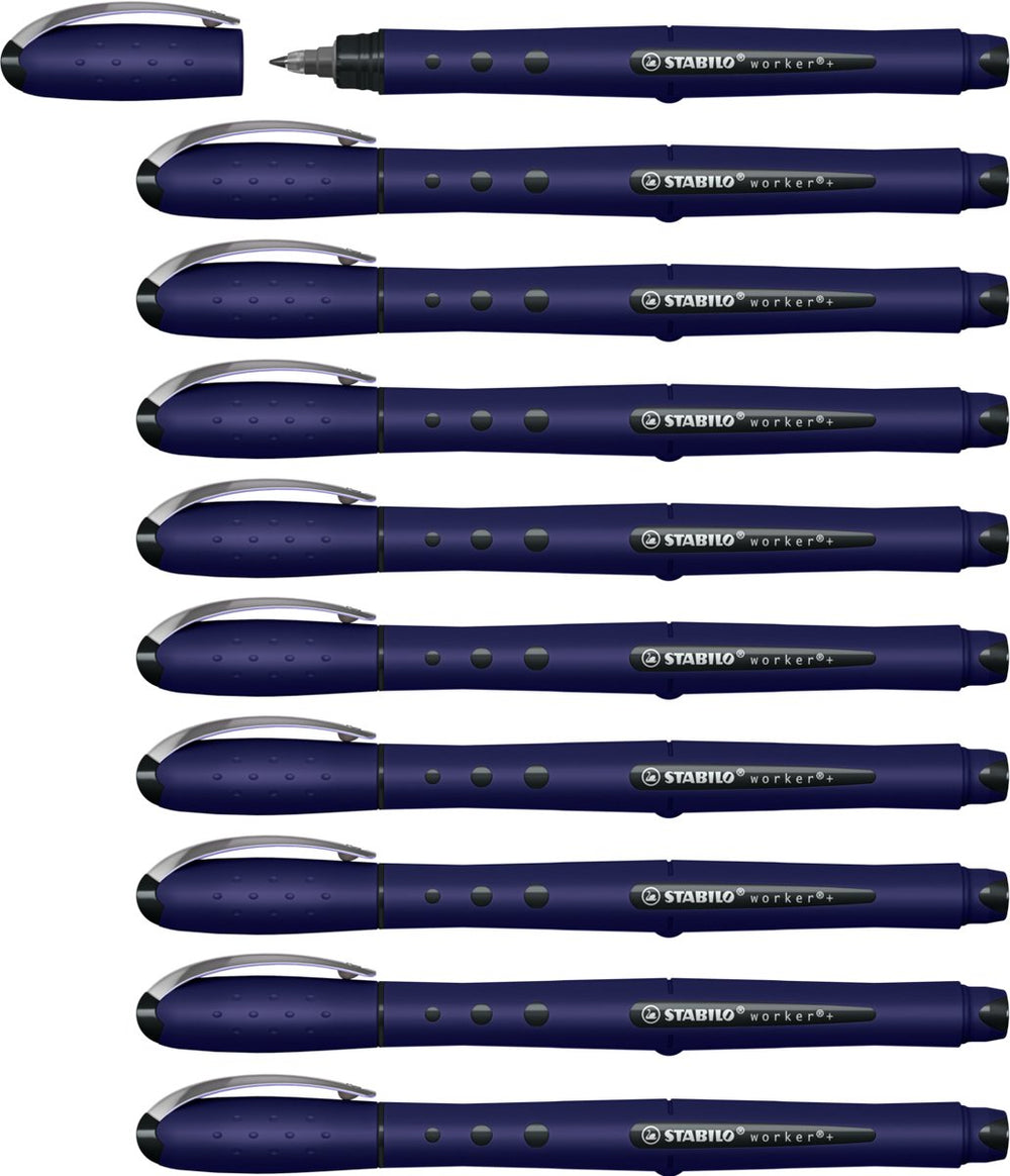 Stabilo worker+ - rollerball pen 0.5 mm - naturecolors wildflower - ultramarijn blauw - doos 10 stuks