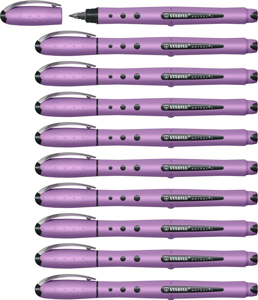 Stabilo worker+ - rollerball pen 0.5 mm - naturecolors wildflower - grijs violet - doos 10 stuks