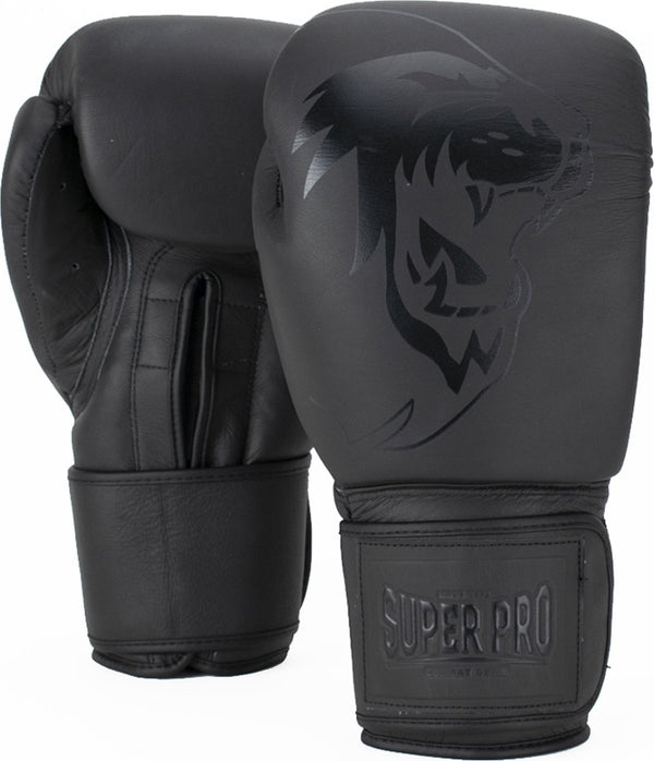 Super pro combat gear legend lederen (kick)bokshandschoenen grijs 14oz 14 oz