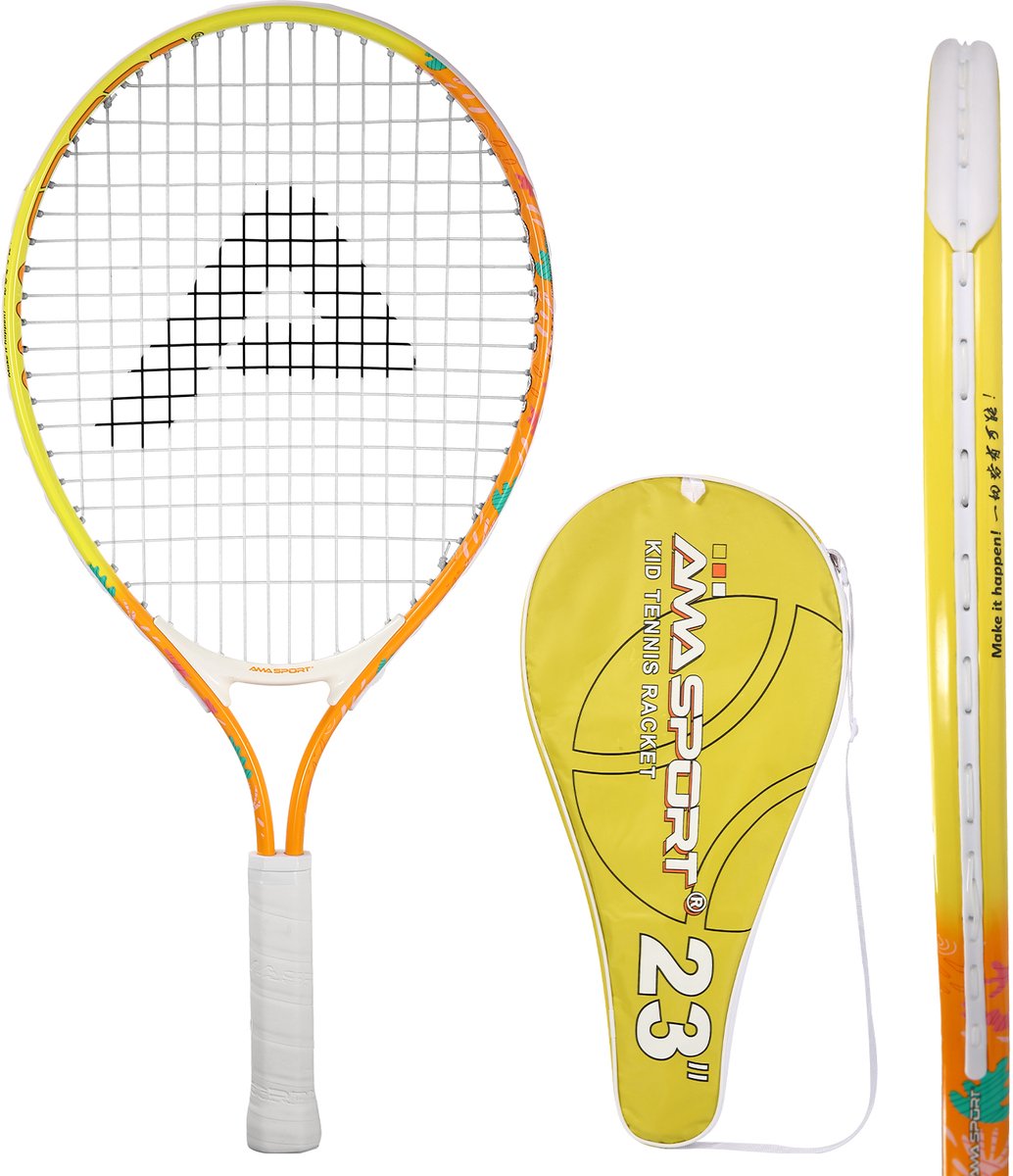 Ama sport kinder tennis racket oranje 23 inch- lichtgewicht junior racket met tas- ideaal voor beginners-