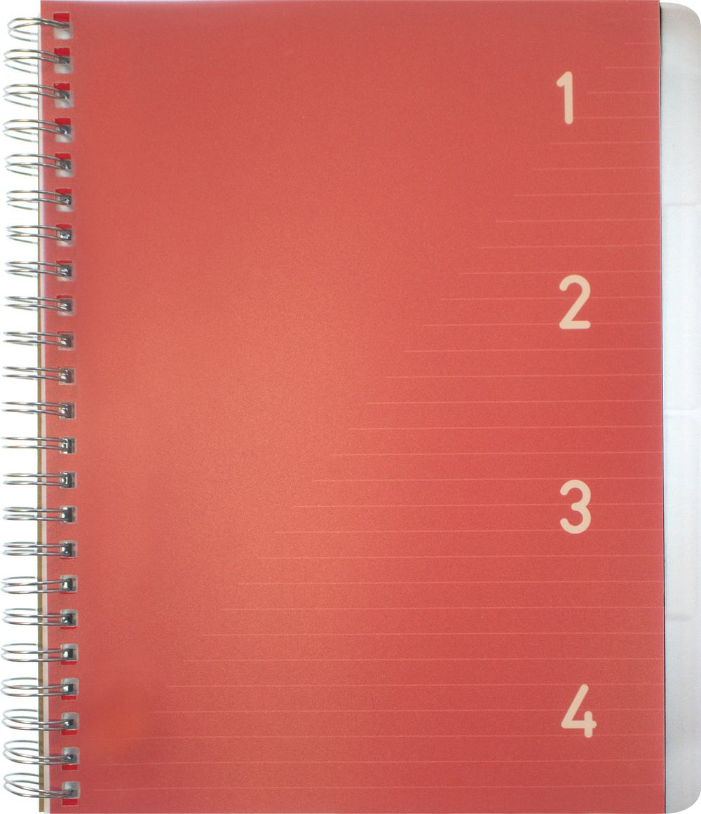 Kangaro 4-in-1 blok â€“ a5 - lijn - 200 pagina's - 60 grams rood - 4 stuks