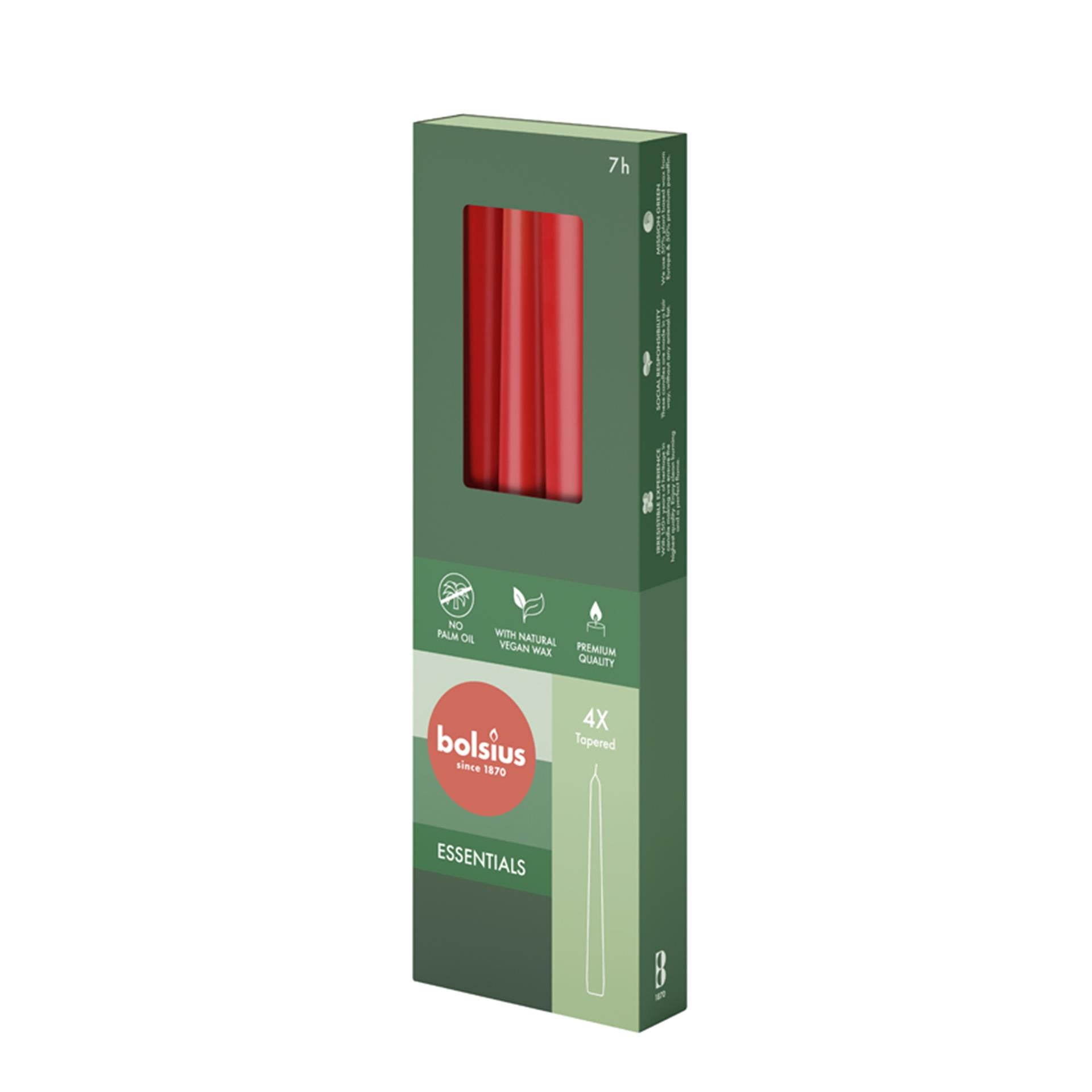 Bolsius gotische kaarsen 245 24 doos 4 delicaat rood
