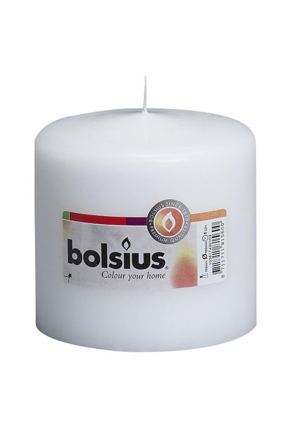 Bolsius stompkaars 100 100 mm wit