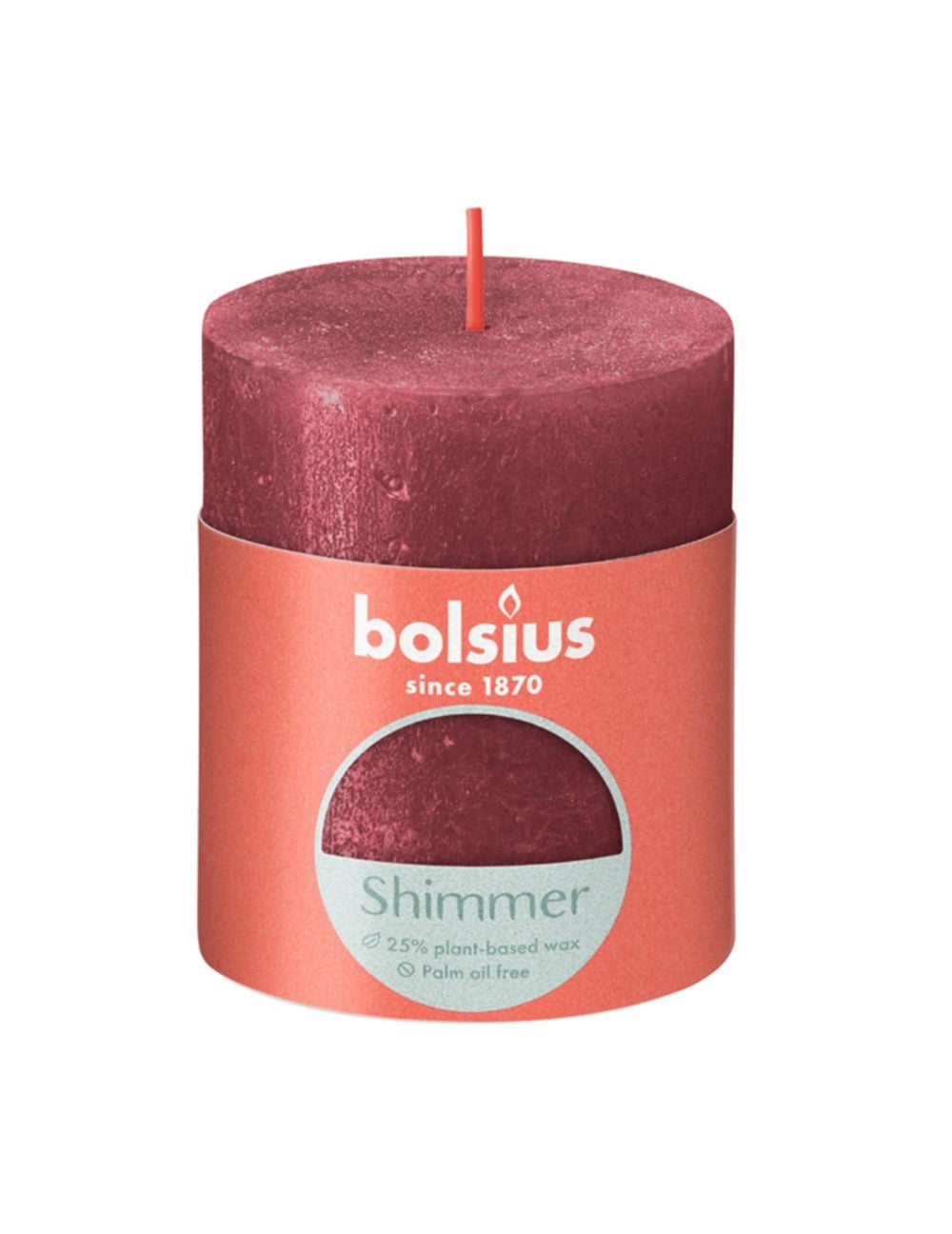 Bolsius rustiek stompkaars 80 68 rood