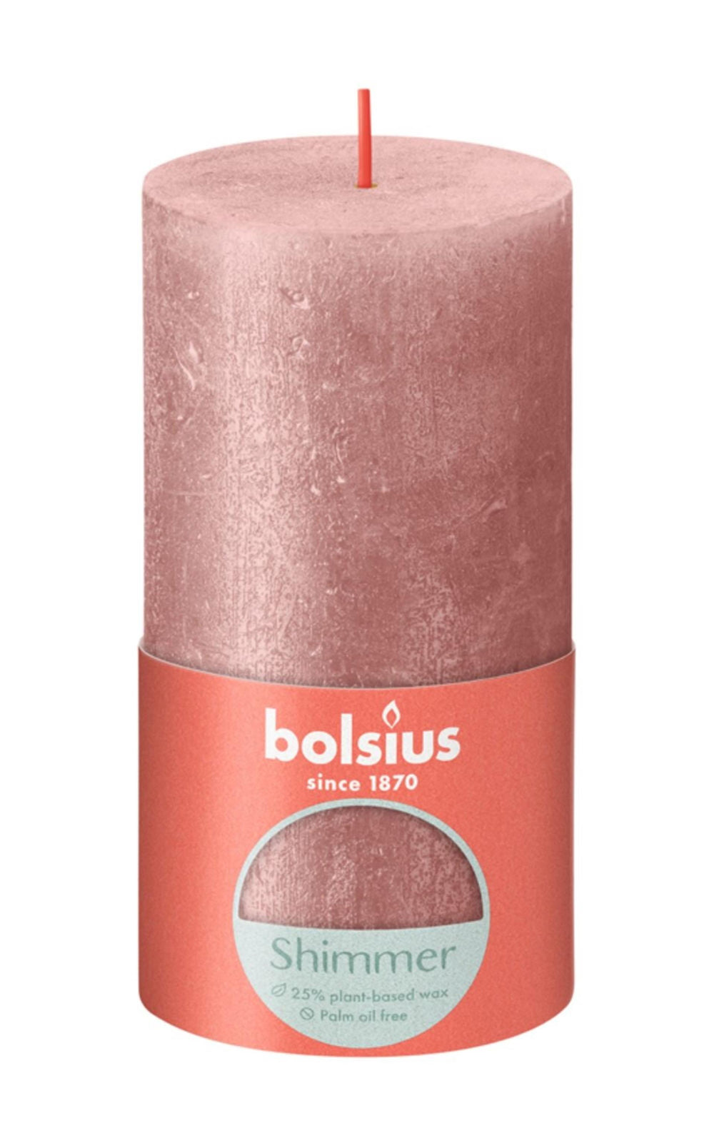 Bolsius rustiek stompkaars 130 68 shimmer pink