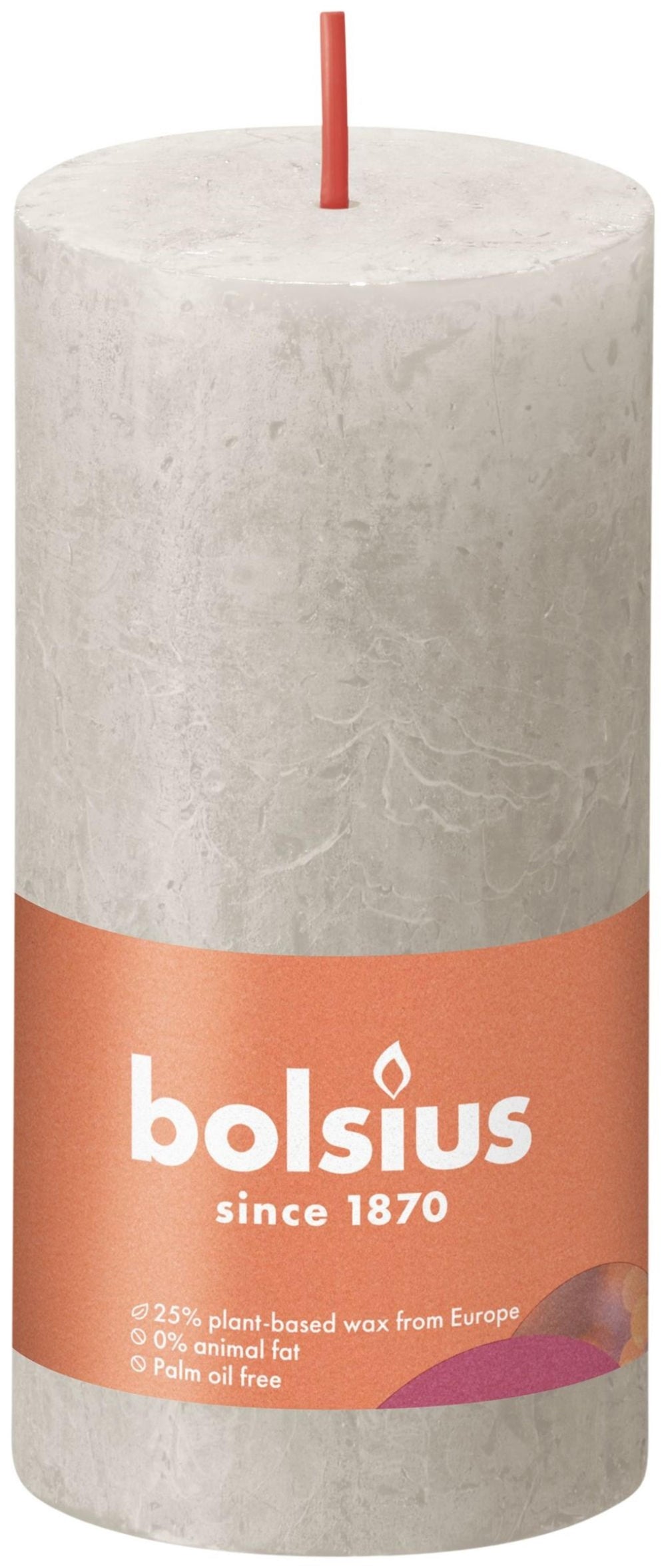 Bolsius shine collection rustiek stompkaars 100 50 sandy grey - zandgrijs