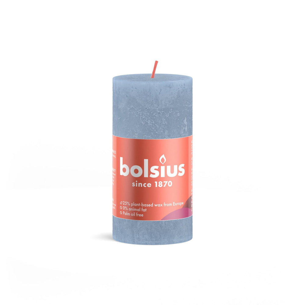 Bolsius stompkaars 100 50 rustiek sky blue-lucht blauw