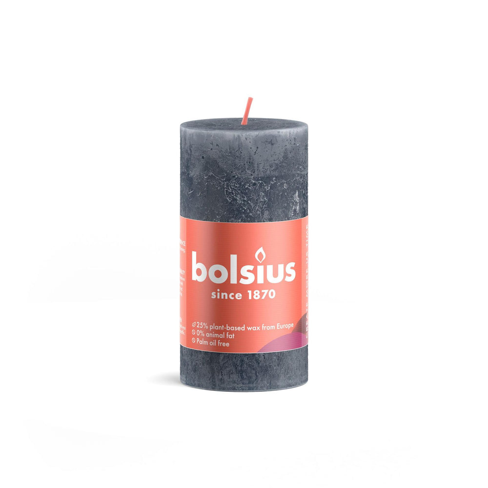 Bolsius stompkaars 100 50 rustiek leisteen blauw- slate blue