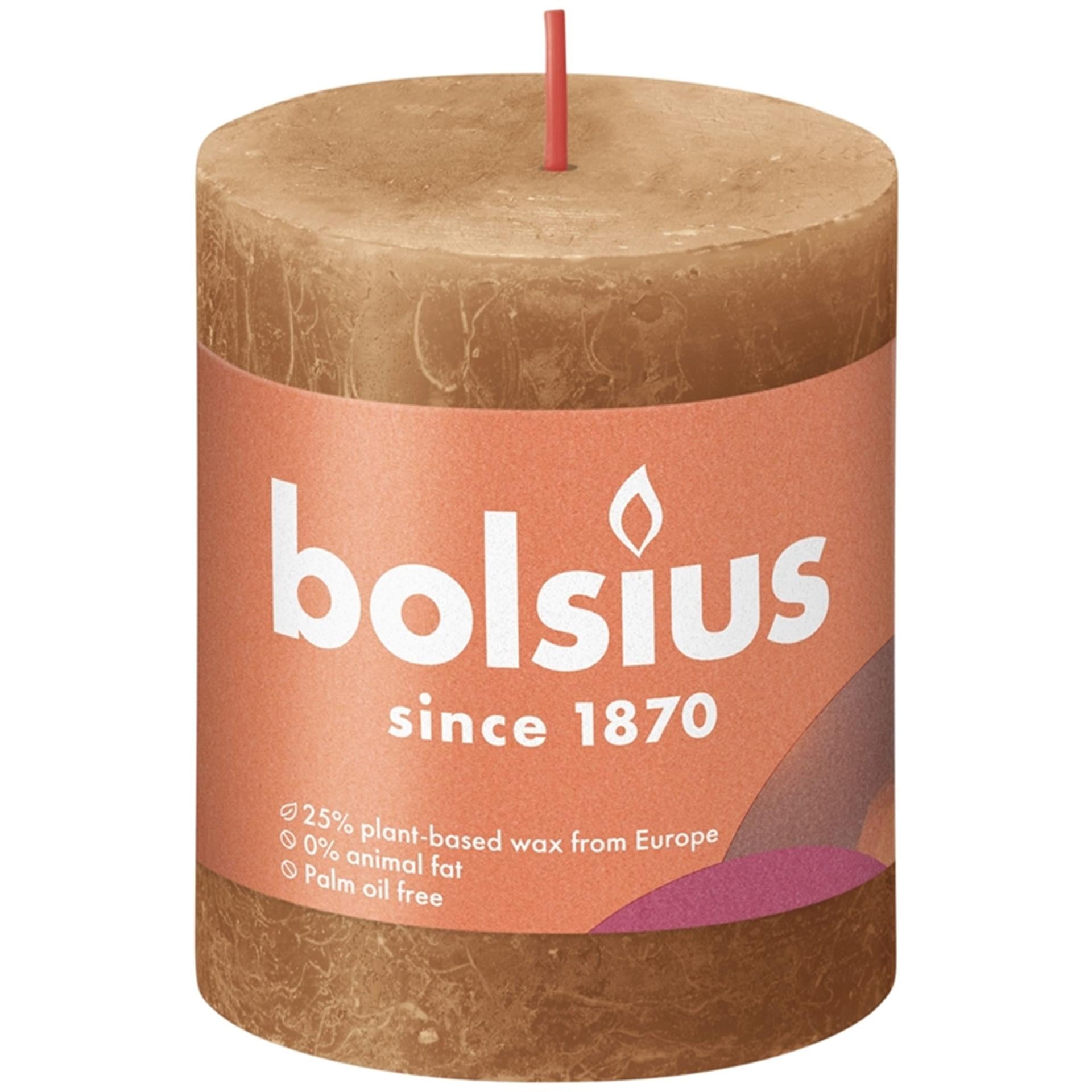 Bolsius stompkaars rustiek kruidig ​​bruin 80x68 mm