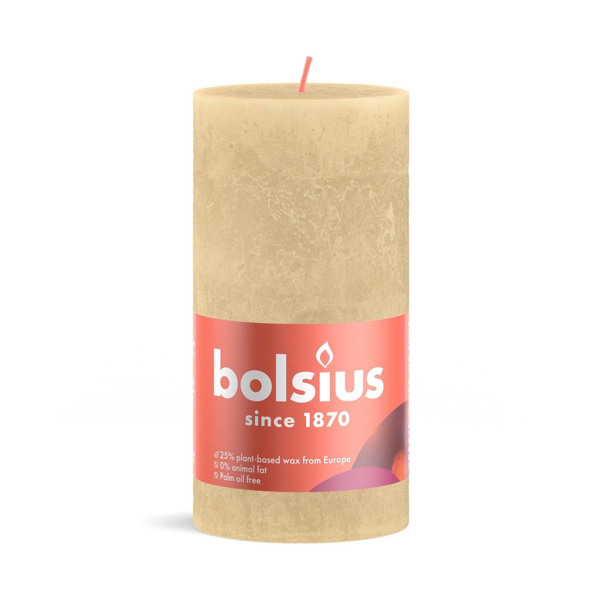 Bolsius stompkaars rustiek 13 x 6,8 cm haverbeige