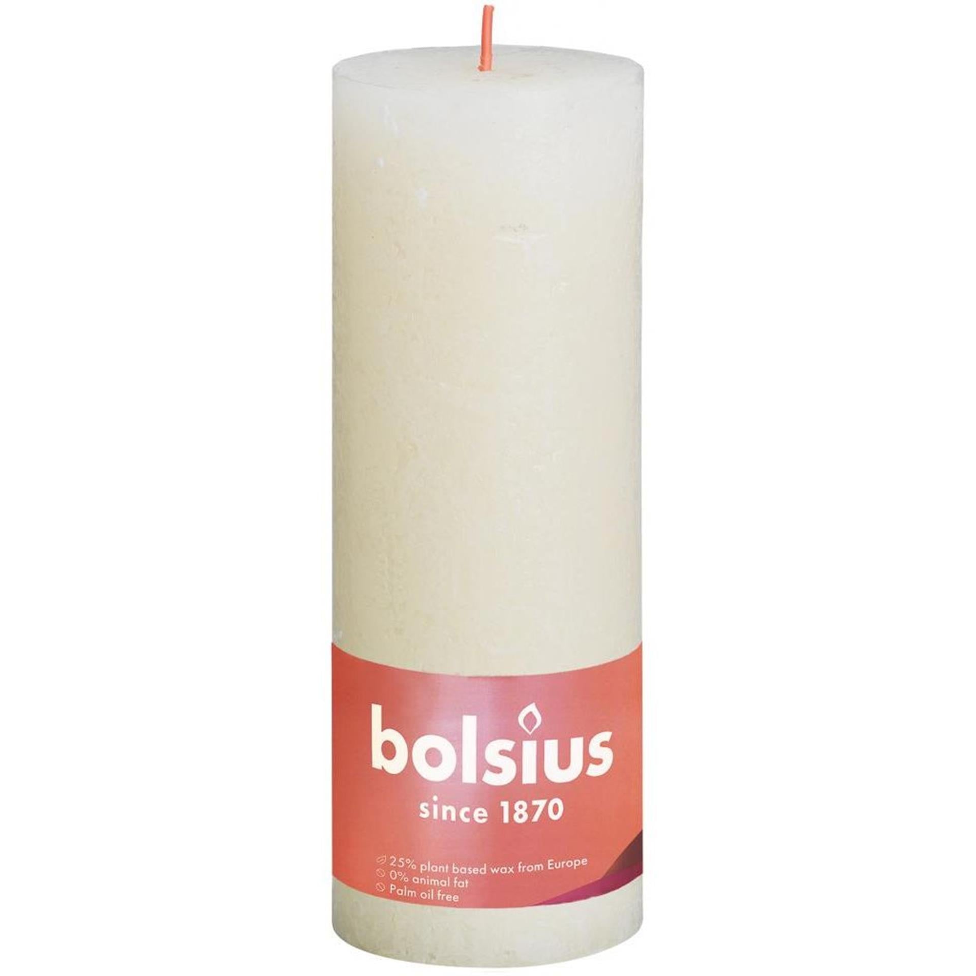 Bolsius stompkaars rustiek zachte parel 190x68 mm