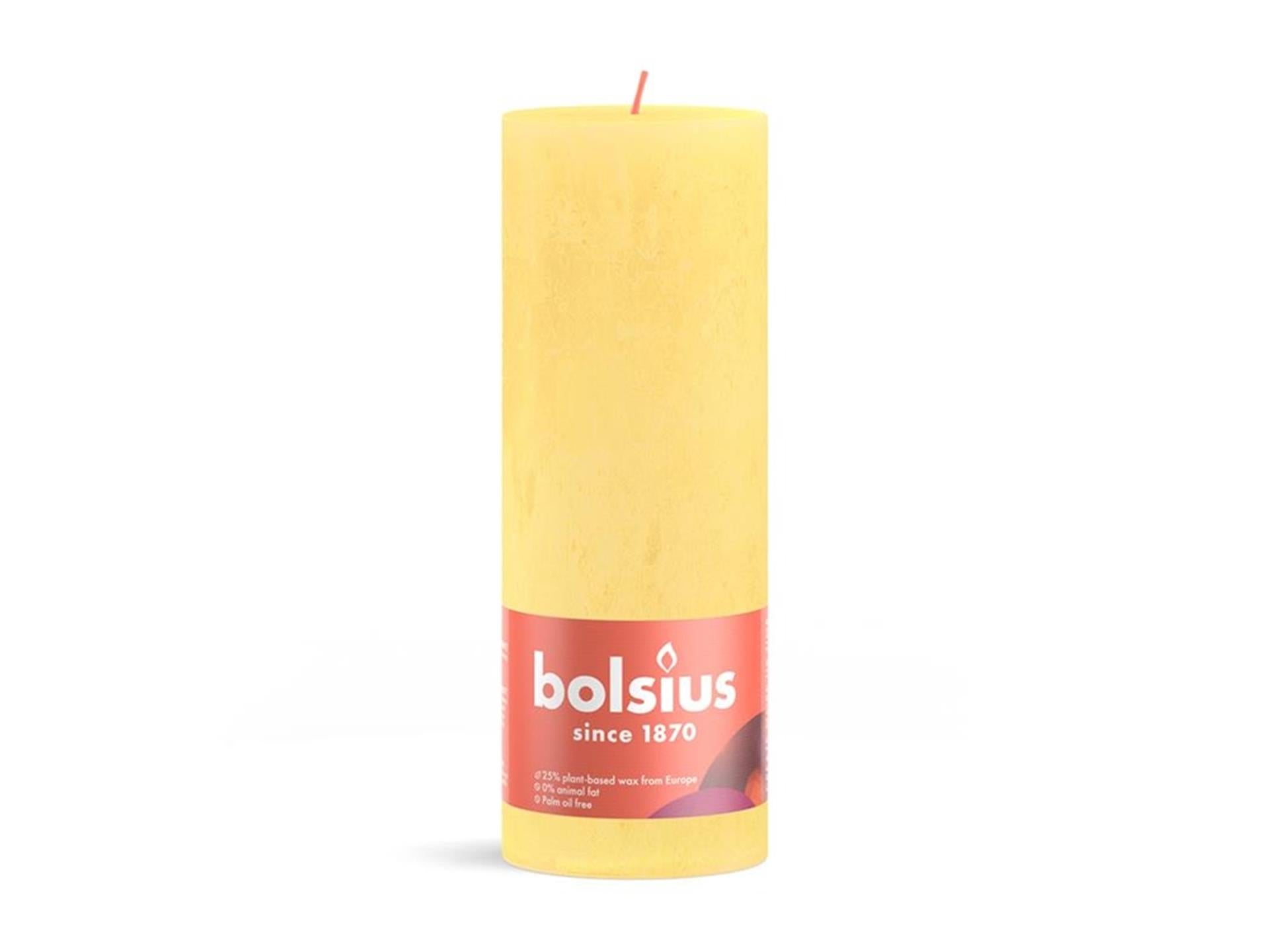 Bolsius stompkaars rustiek 19 x 6,8 cm zonnig geel