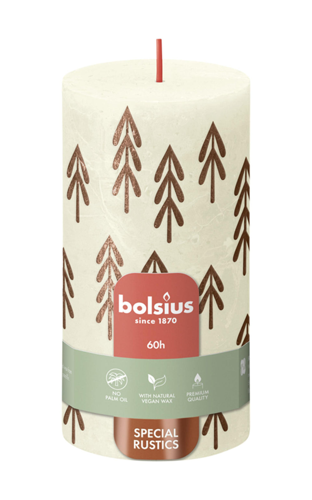 Bolsius rustiek printed stompkaars 130 68 soft pearl