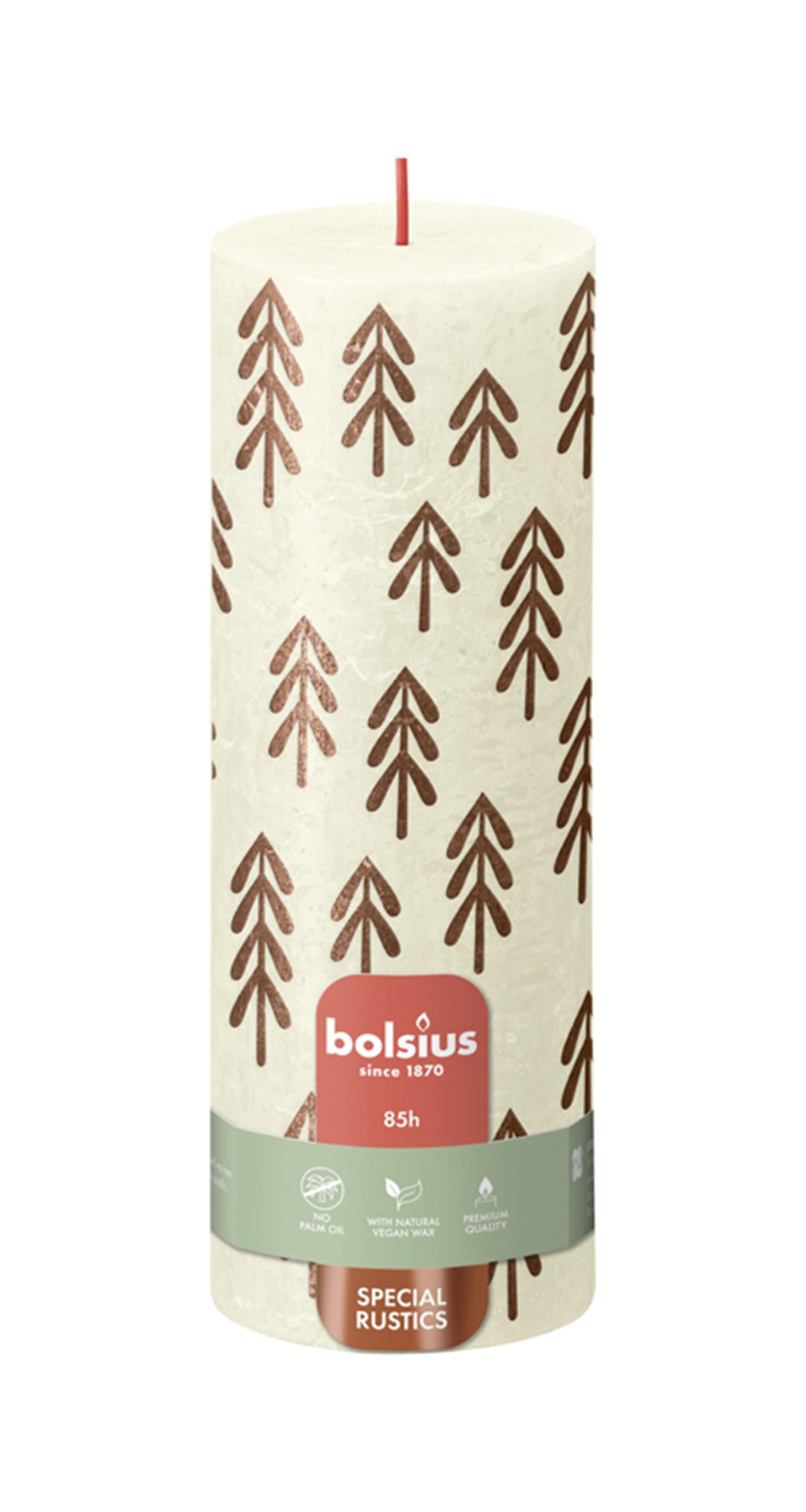 Bolsius printed kaars 190 68 soft pearl