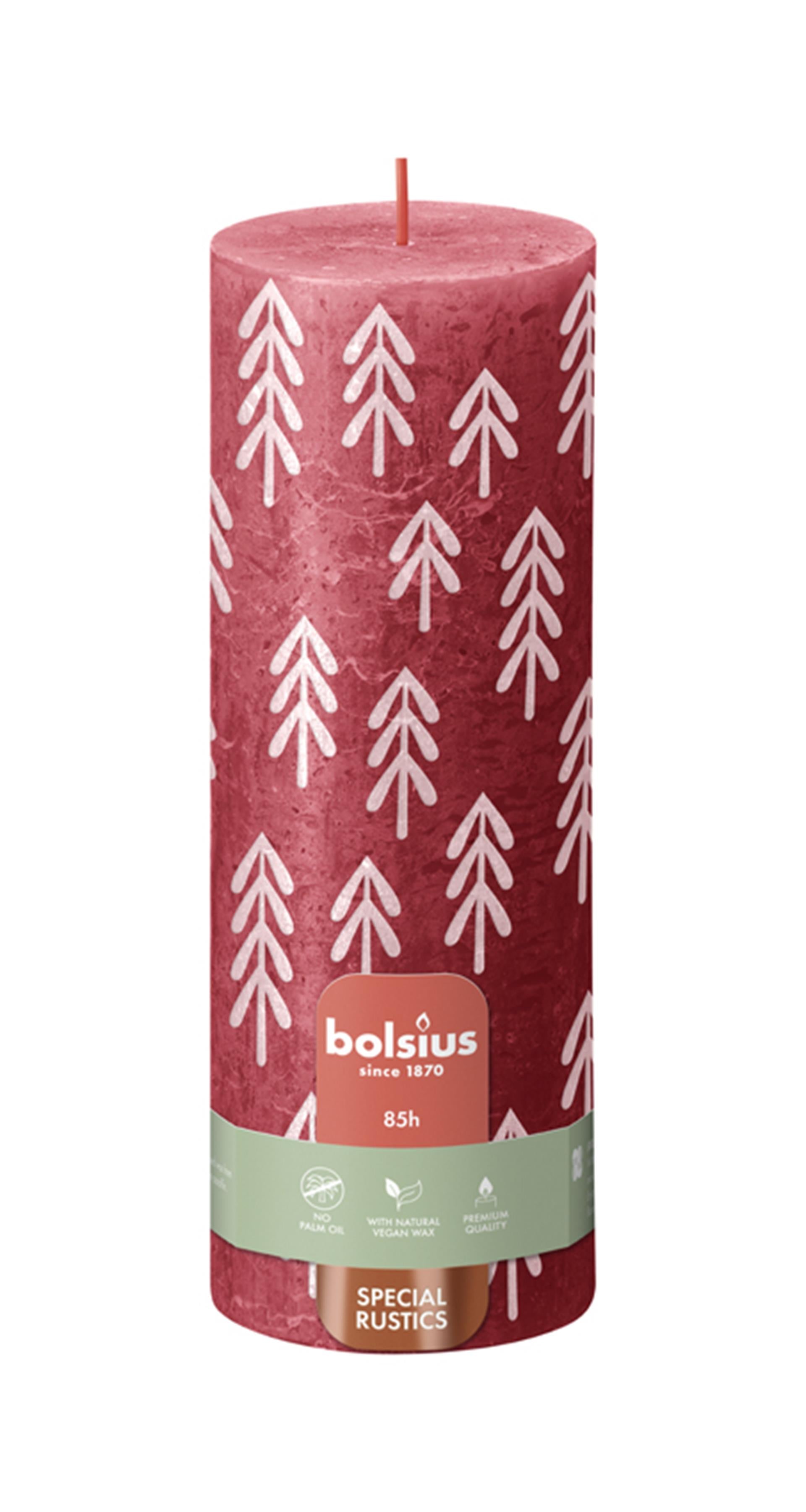 Bolsius printed kaars red 190 68mm