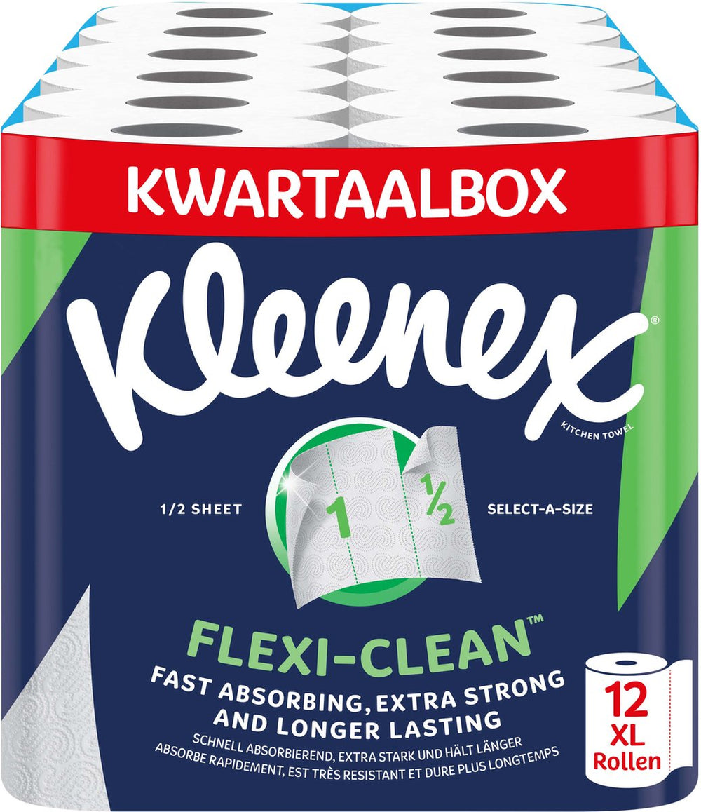 Kleenex keukenpapier - keukenrol flexi clean - 12 maxi xl rollen - voordeelverpakking