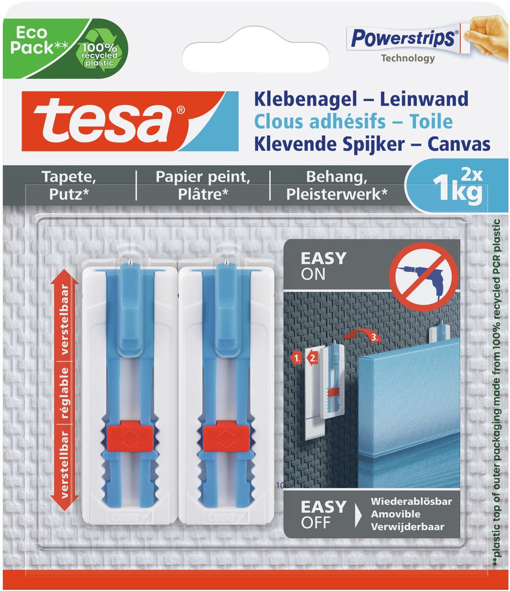 Tesa verstelbare spijker voor behang pleister - canvas spieraam - 1 kg spijker - verwijderbaar