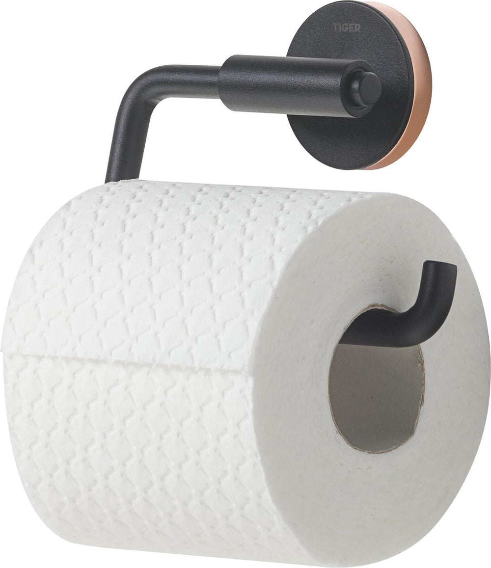 Tiger urban - wc rolhouder zonder klep - toiletrolhouder - zonder boren - boren of lijmen - zwart